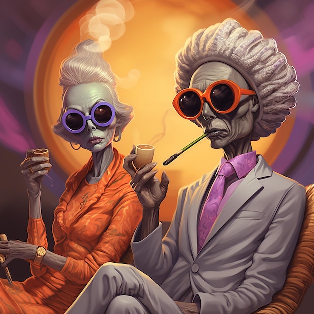 a couple with goggles and a cigarette in their hands.