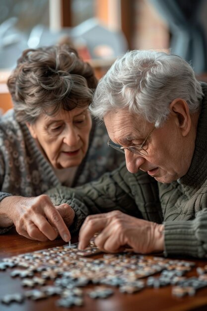 Couple working together on a jigsaw puzzle a fun and engaging activity for two