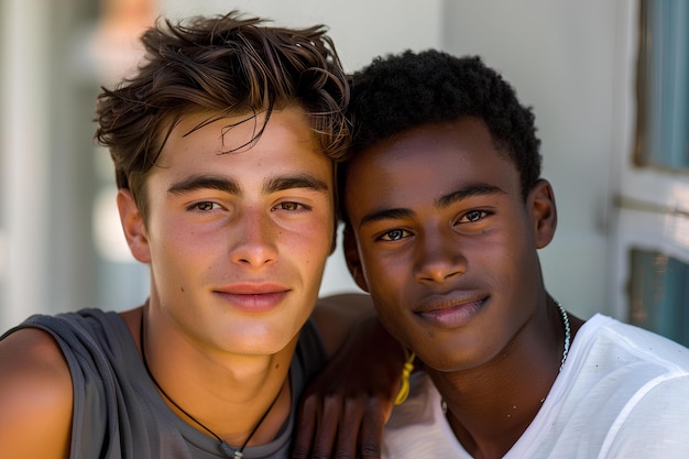 A couple of young men standing next to each other