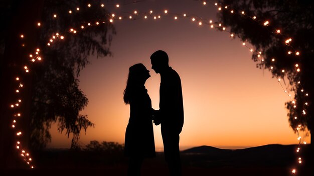 A couple39s silhouette under a heartshaped tree canopy couple39s silhouette heartshaped tree canopy