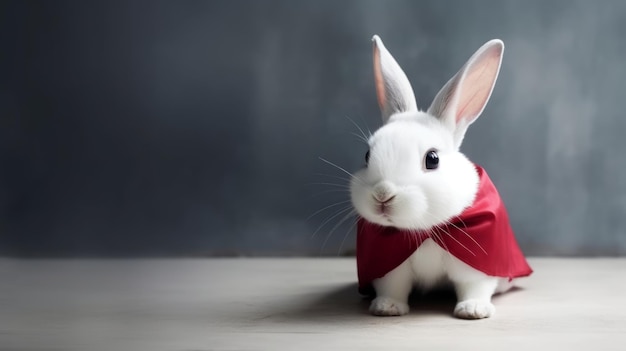 The Courageous Cottontail Rabbit in a Hero's Costume Leads the Charge for Justice