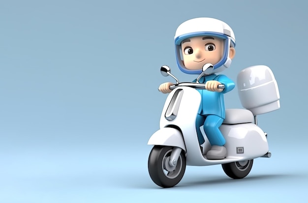 A courier rides a scooter to deliver goods Generative AI