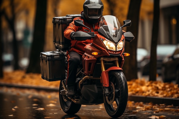 courier with dispatched parcels in boxes for delivery in hands