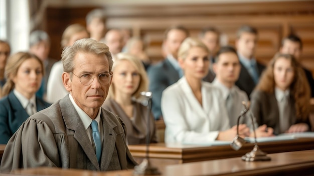 Courtroom Drama from Judicial Perspective High Angle Shot of Legal Proceedings