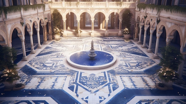 The courtyard of the game assassin's creed