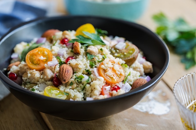 Couscous with Pomegranate and Almond salad by salad dressing