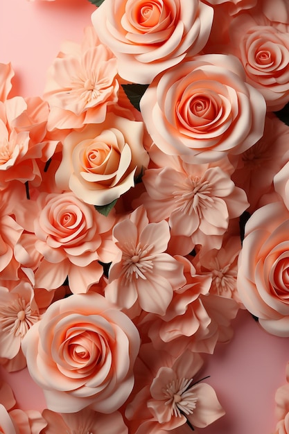 Cover page full size soft color roses only on edges peach background no text calm nature style