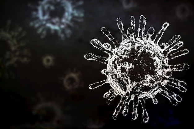 Covid-19 virus germs cells illustration 3D render.