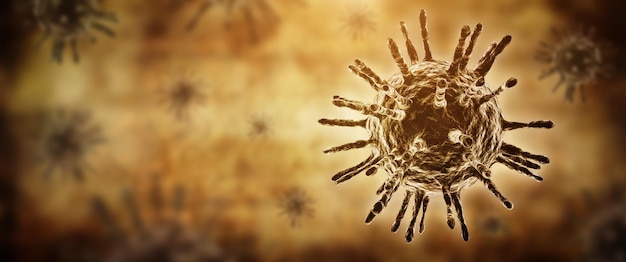 Covid19 virus germs cells illustration 3D render