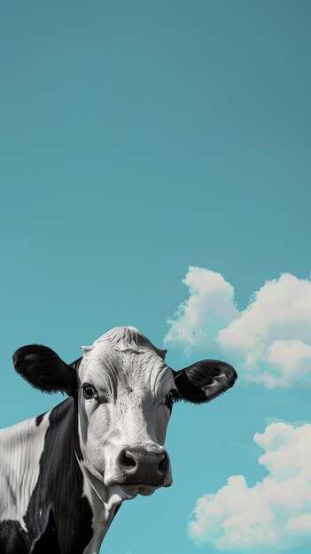 Cow in a Blue Sky Background Generative AI