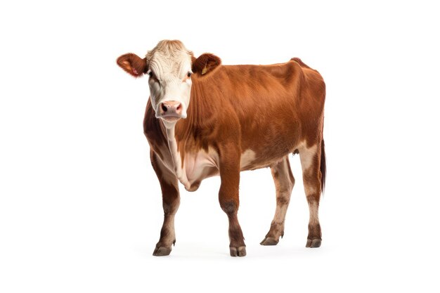 Cow full body white isolated background AI Generated