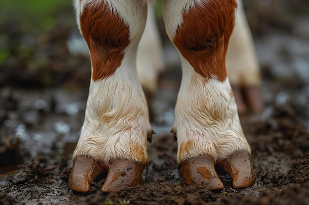 Photo cow hooves muddy ground