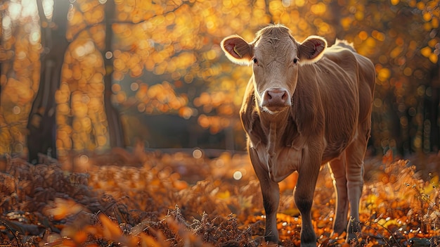 cow isolated on autumn background