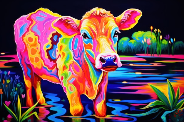 Photo cow livestock painting mammal