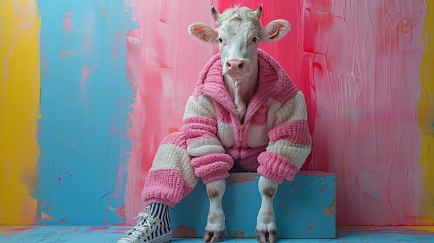 Cow in Pink Outfit