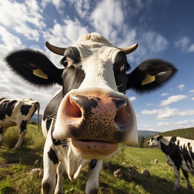 Cow sniffing the camera face portrait