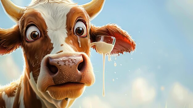 Photo a cow very happy cartoon uhd wallpaper