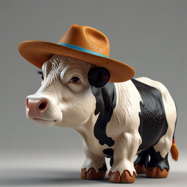 Photo a cow wearing a cowboy hat is shown with a cow on it