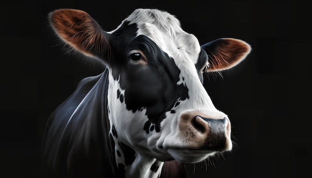 A cow with a black and white face