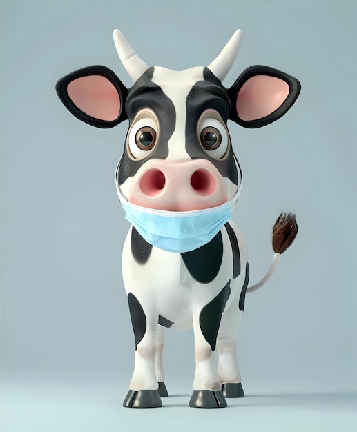 Photo a cow with a blue scarf around its neck