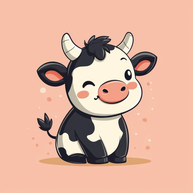 Photo a cow with a pink nose and a pink background