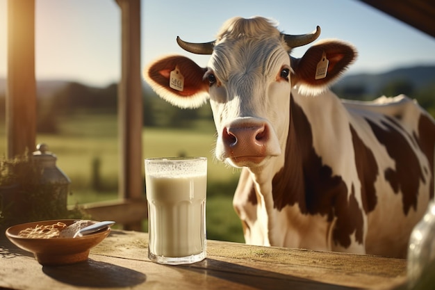 cow039s milk with cow background