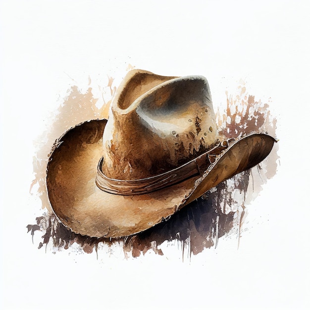 Cowboy hat watercolor style Generative AI