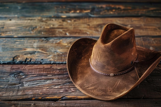 Cowboy hat on wooden background