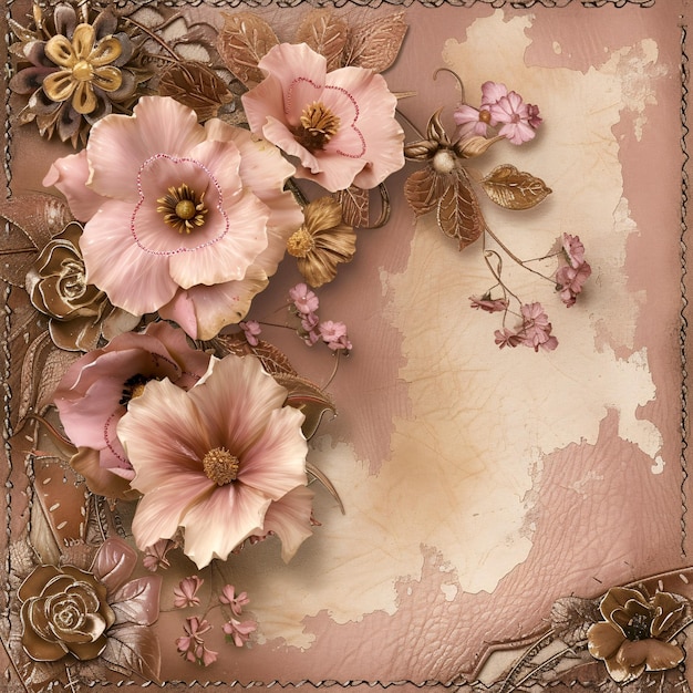 Cowgirl Western Florals Leather Background