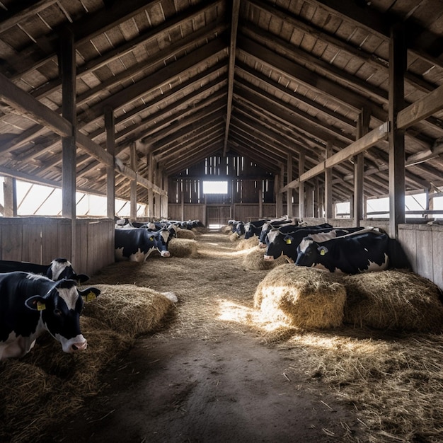 cows are sitting in the farm digital art