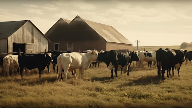 Cows on a farm Generative Ai