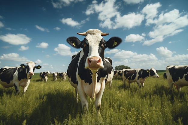 Cows in a green field