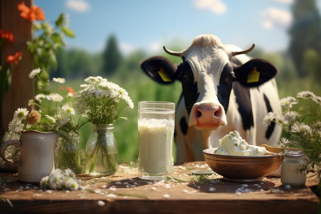 cows milk with dairy cow background