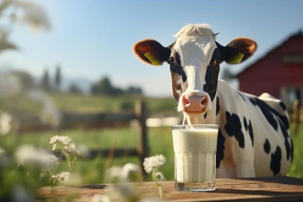 cows milk with dairy cow background