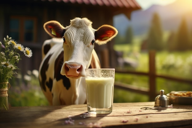 cows milk with dairy cow background