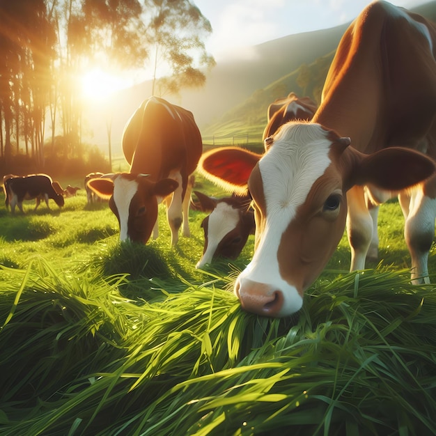 Cows Roaming the Verdant Field