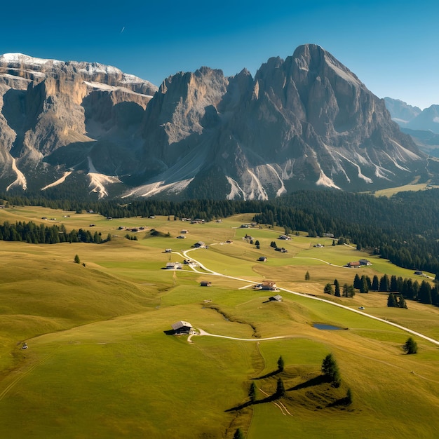 Cows in Seiser Alm the largest high altitude Alpine meadow in Europe stunning rocky mountains