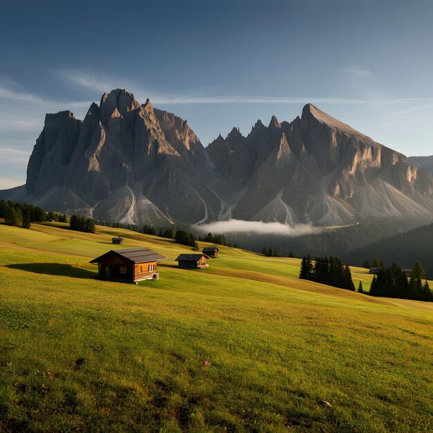 Cows in Seiser Alm the largest high altitude Alpine meadow in Europe stunning rocky mountains