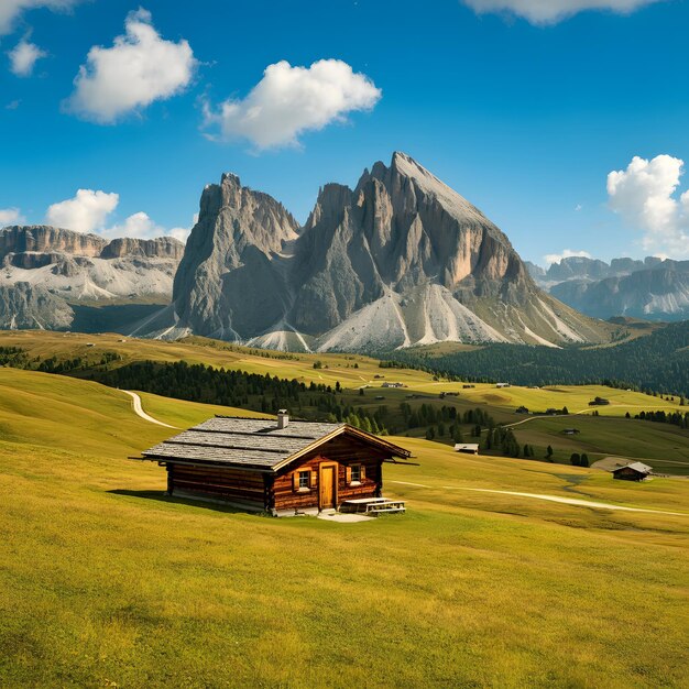 Cows in Seiser Alm the largest high altitude Alpine meadow in Europe stunning rocky mountains