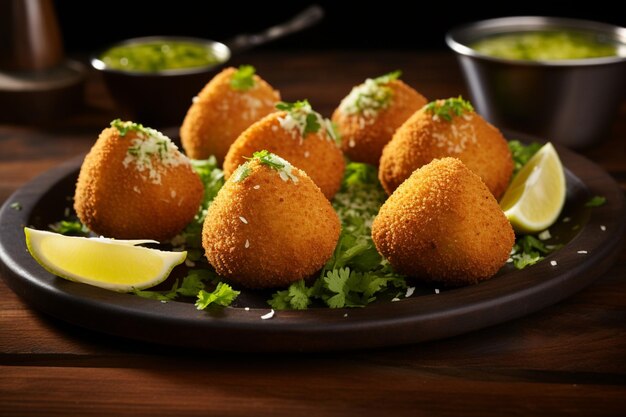 Photo coxinha with green chili garnish