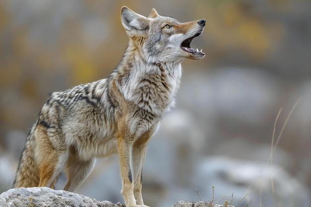 Photo coyote howling in the background high quality high resolution