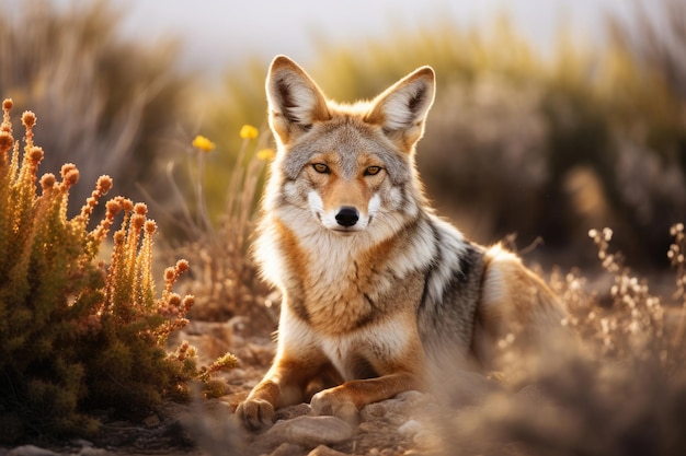 Coyote in the wild close up