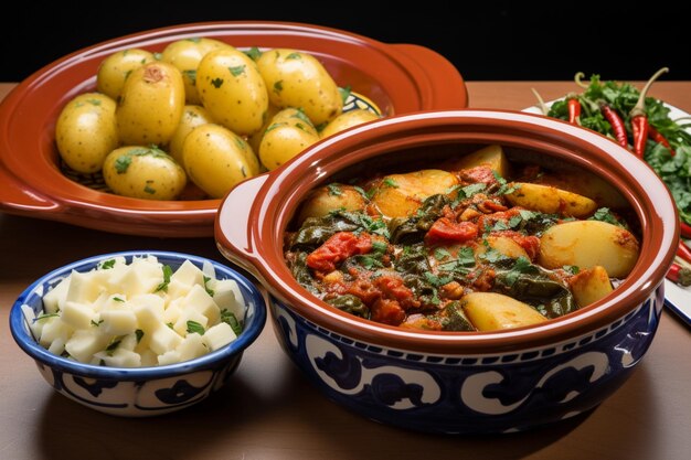 Photo cozido a portuguesa with a side of boiled potatoes yummy cozido a food image photography