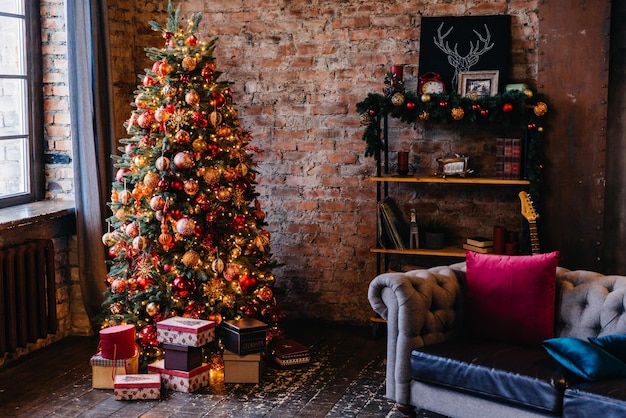 Cozy apartment decorated for Christmas