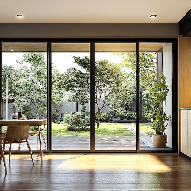 Cozy Atmosphere Window and Sliding Door in Modern Interior