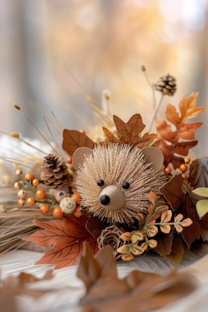 A Cozy Autumn Hedgehog Nestled in Fallen Leaves