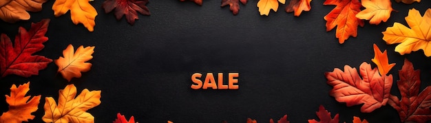 Photo cozy autumn leaves banner highlighting black friday sale with vibrant fall colors