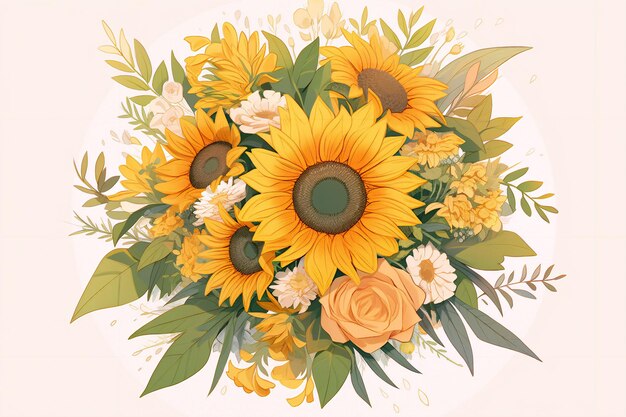 Cozy Autumn Sunflower Bouquet in Watercolor