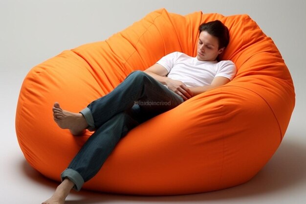 Photo cozy bean bag chair with a soft plush fabric