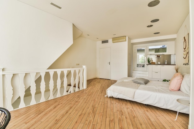 Cozy bedroom with staircase